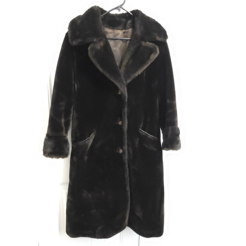 Vintage Russel Taylor Borgazia Dark Brown Faux Fur Coat.
